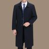 Мужская шерстяная длинная ветровка для мужчин среднего и пожилого возраста, деловое повседневное толстое пальто, осенне-зимнее новое шерстяное пальто для папы