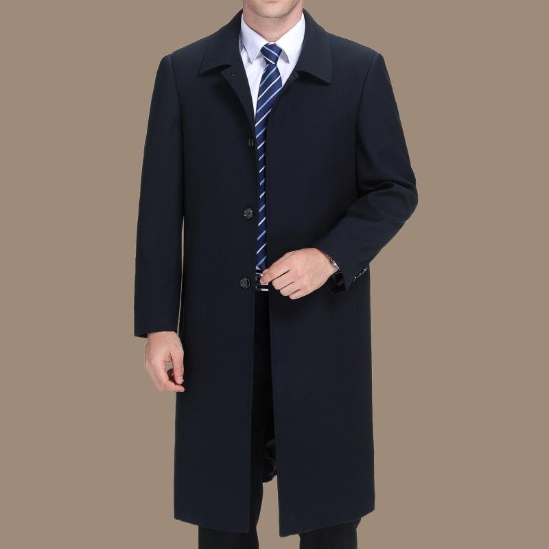 Мужская шерстяная длинная ветровка для мужчин среднего и пожилого возраста, деловое повседневное толстое пальто, осенне-зимнее новое шерстяное пальто для папы