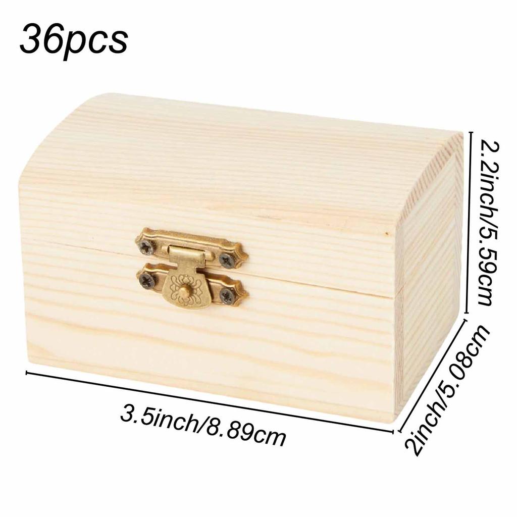 36pcs Small Wooden Box Wood Treasure Boxes with Lid for DIY Crafts (3.5 X 2.2 X 2 Inch)