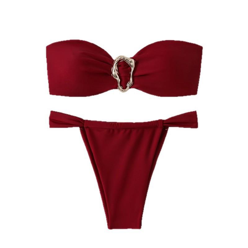 Split Sexy Swimsuit Tube Top Bikini Suit