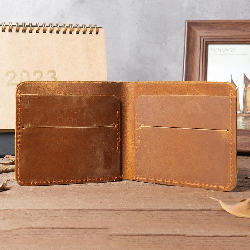 Кожаные мужские кошельки Crazy Horse, маленький кошелек ручной работы в стиле ретро, ​​брендовый дизайнерский кошелек из коровьей кожи, мужской кошелек