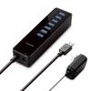 Elecom Концентратор на 7 портов с адаптером переменного тока с магнитом MacBook Surface Pro Chromebook и другие ноутбуки, совместимые с Nintendo Switch, черный USB3.0