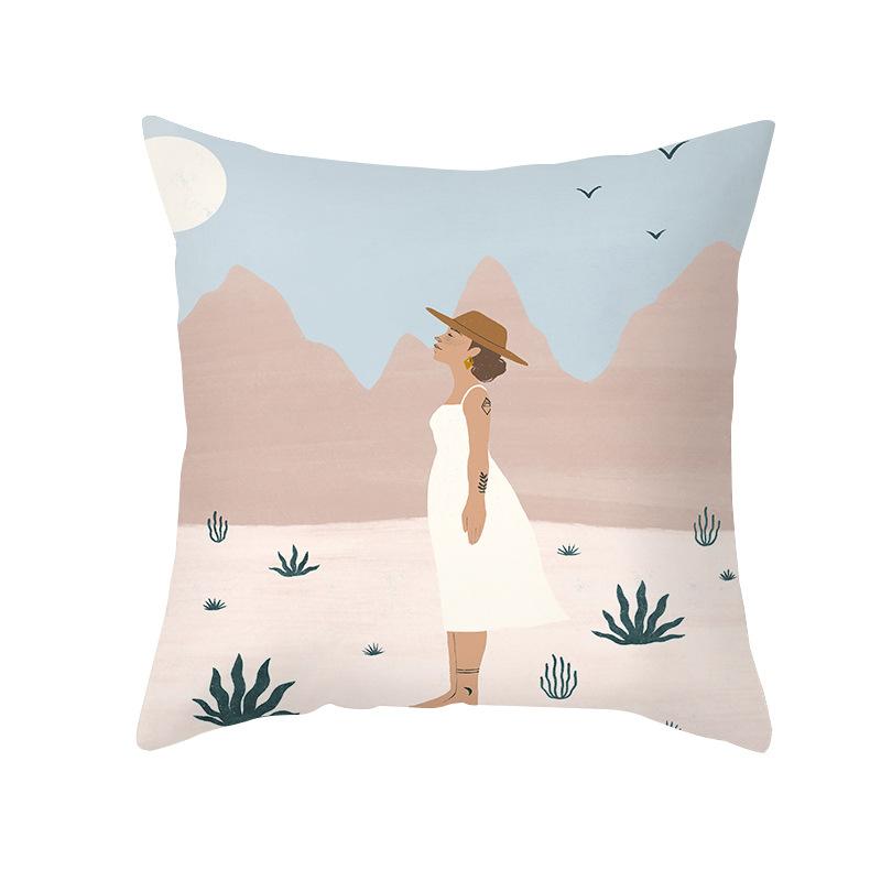 Modern Minimalist Artistic Style Throw Pillow Covers With Short Plush Printed Fabric For Home Living Room Sofa Cushion Cover