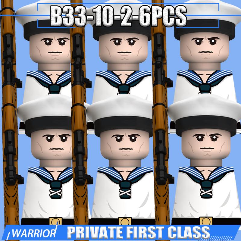 Фигурки военных моряков времен Второй мировой войны, строительные блоки, лидер, армейский воин, командир лодки, артиллерийские аксессуары, кирпичики-оружие, игрушки, подарки