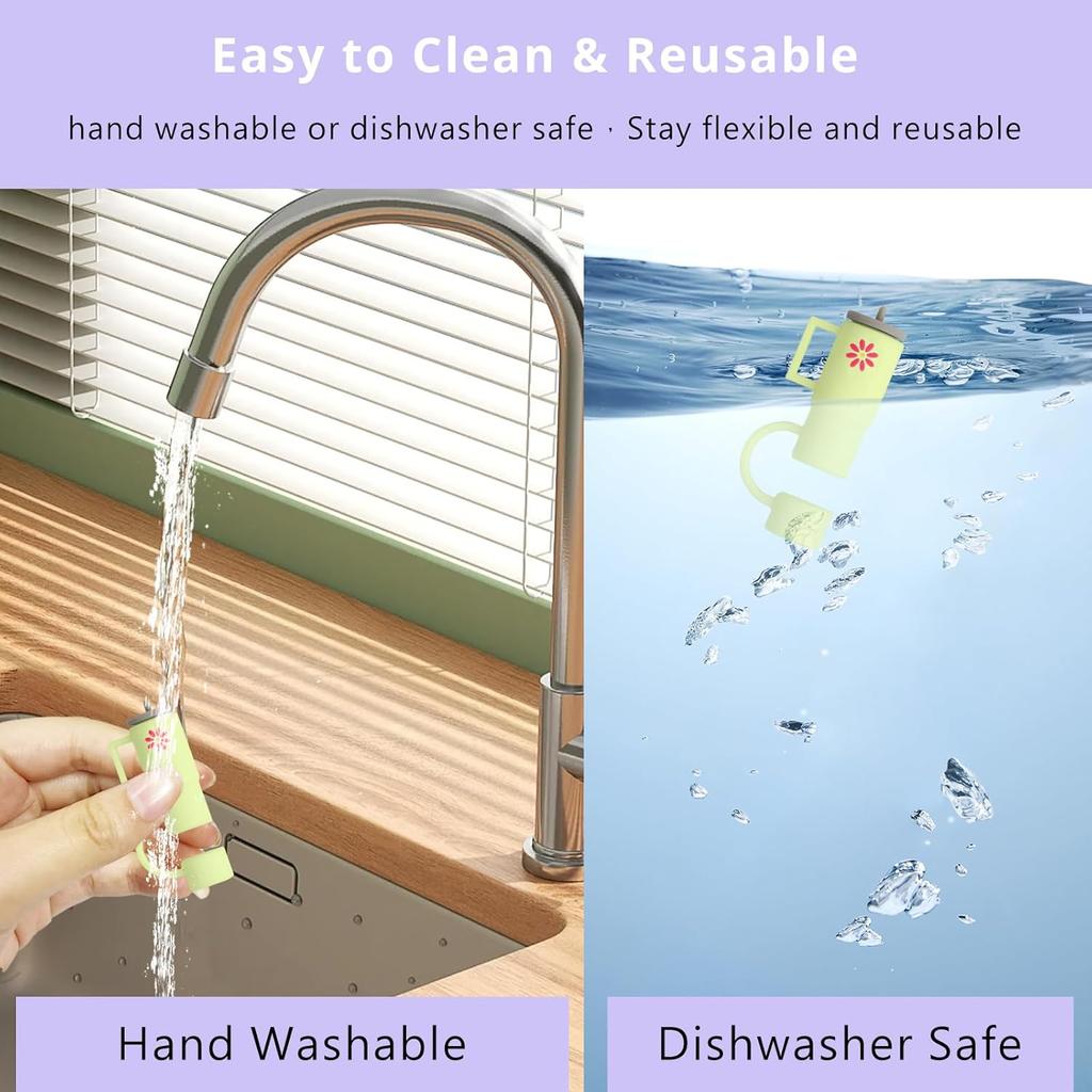 6PCS Straw Cover Cap for Stanley Cup 30oz & 40oz, 10mm/0.39inch Silicone Straw Caps Mini Tumbler Straw Toppers Dust Resistant Spill Proof Stanley Cup