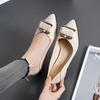 Fashion Square Heels Pointed Toe Pumps Shoes  Leather Med  V Mouth Casual Office Lady OL  5 Cm Heel