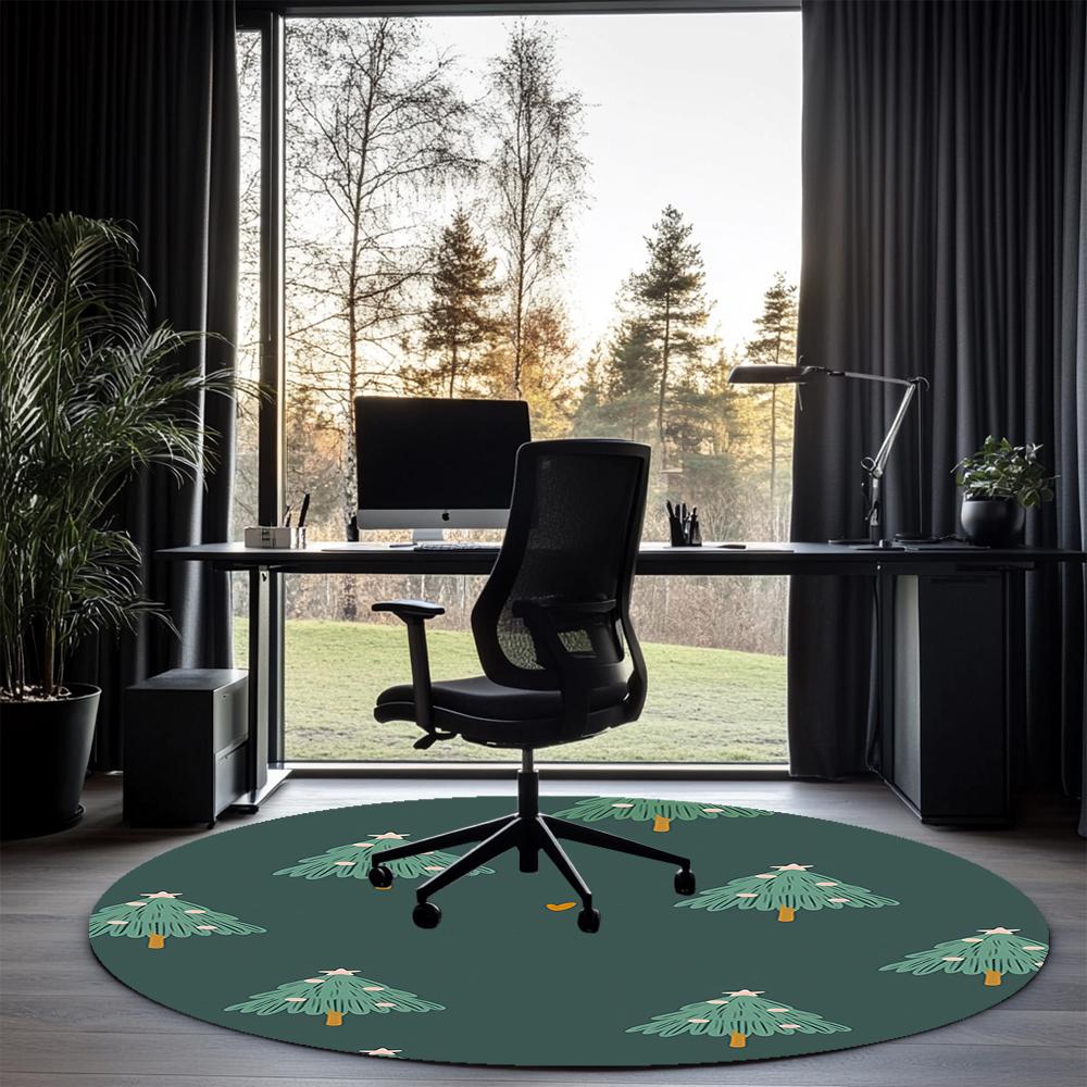 Christmas tree Printed Round Rug Carpet Chair Rug Area Rug Entryway Doormats,for Office Chair Living Room Bedroom Kitchen Room.