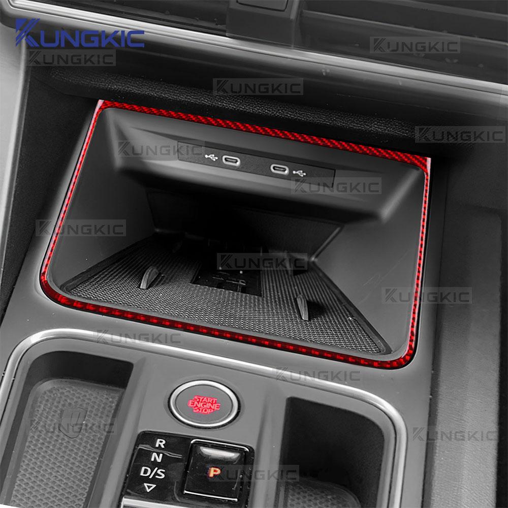 For Seat Leon MK4 Cupra Leon Cupra Formentor 2020-2022 2023 2024 Soft Carbon Fiber Sticker LHD RHD Car Wireless Charging Frame