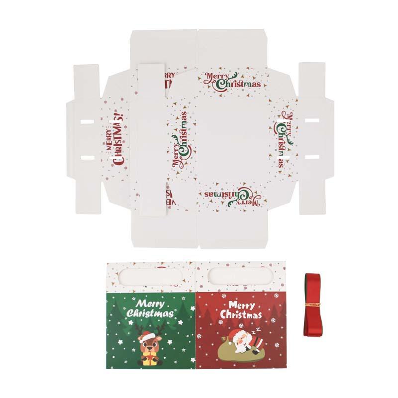 WTEMPO Christmas Gift Packaging Boxes Christmas Drawer Style Paper Boxes Festive Events Souvenir Gift Boxes Creative Printed DIY Ribbon Bow Boxes