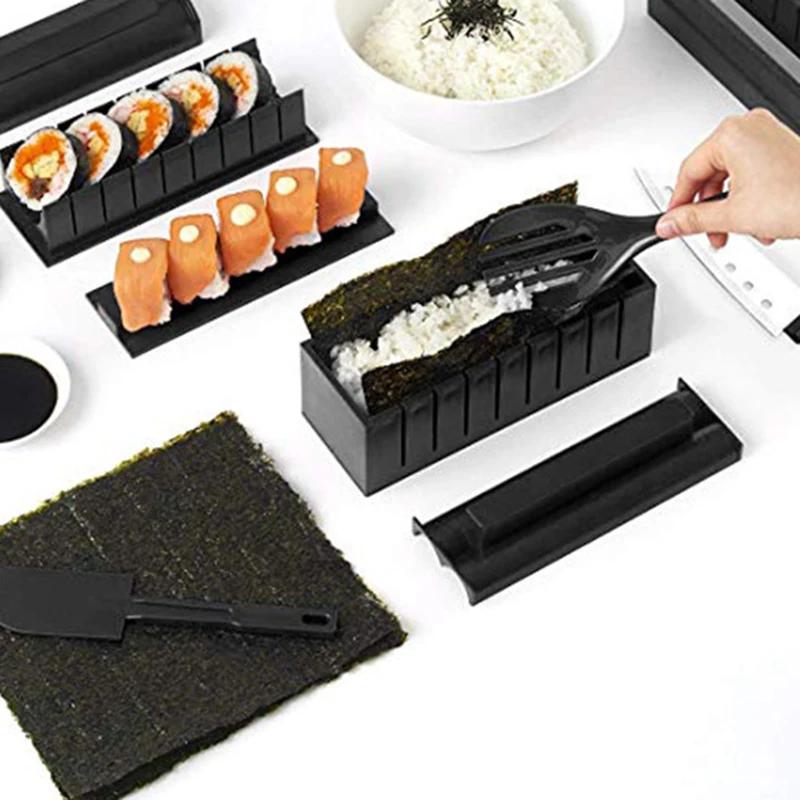 WIKHOSTAR 10 шт./компл. DIY набор для приготовления суши, ролл-суши, форма для рисового ролла, кухонные инструменты для суши, японские инструменты для приготовления суши, кухонные инструменты
