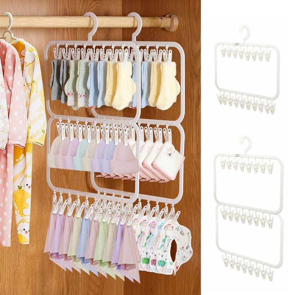 Detachable Multi-clip Sock Holders Portable Children's Hook Hanger Sock Drying Rack Home