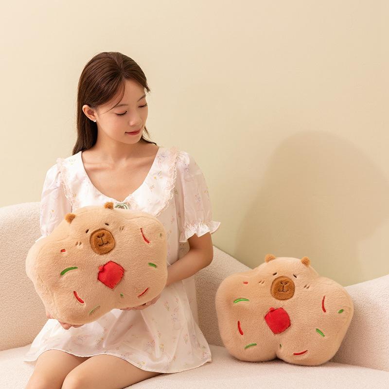 Cartoon Capybara Biscuits Throw Pillow Plush Toy Doll Cookie Doll Home Sofa Pillow Doll