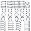 60-Piece Stainless Steel Lip, Stud, and Nose Ring Set – Popular European & American Piercing Jewelry Accessories