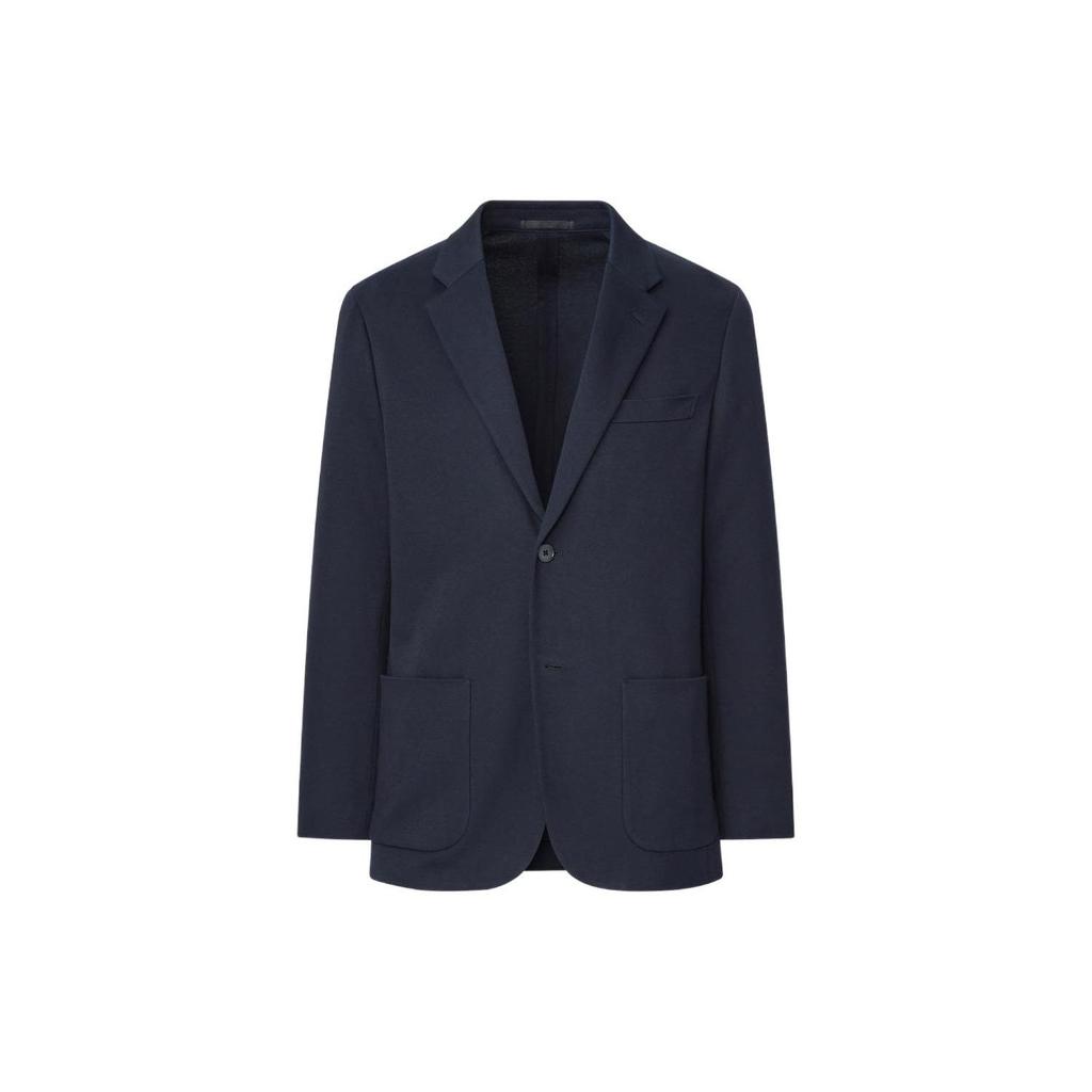 Uniqlo Однотонный мужской пиджак с длинным рукавом Верхняя одежда Темно-синий 439582-69