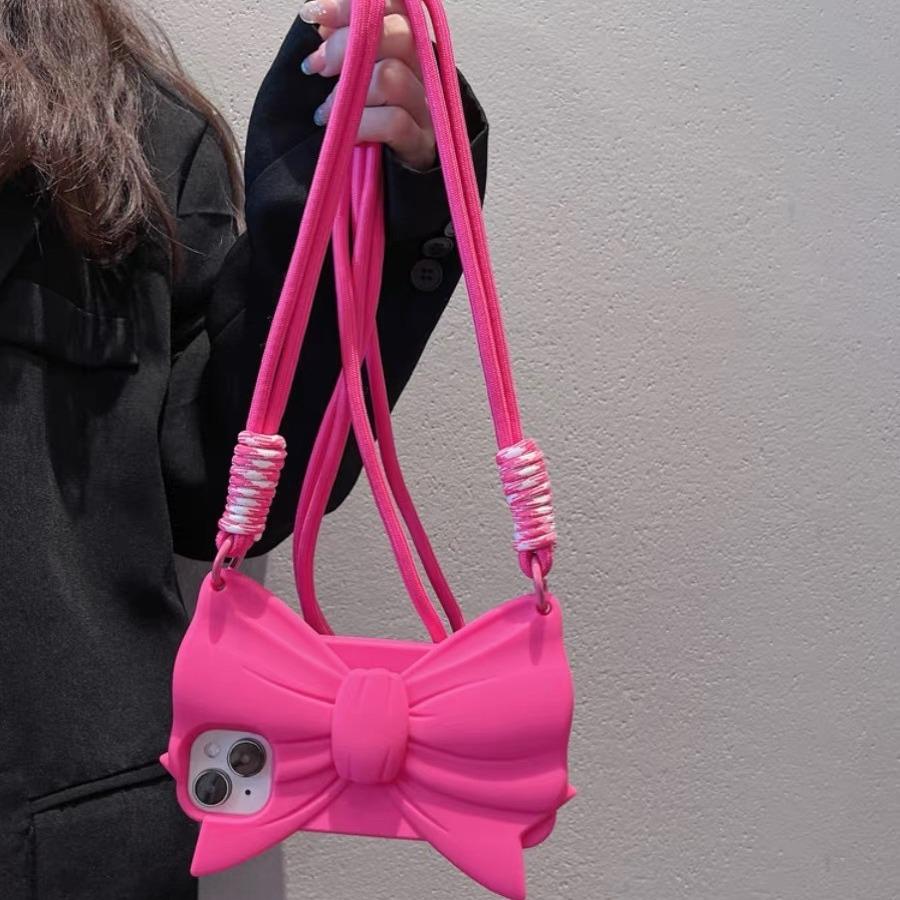 Подвесной трос Барби Роза Красный бант подходит для iPhone 15 Promax 14 чехол для телефона силиконовый девушка новый