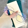 Metal Polygonal Glasses Frame Female Plain Anti-blue Flat Mirror Online Celebrity Myopia Glasses with The Same Paragraph