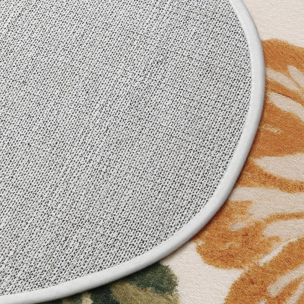 Soft Fluffy Runner Mat Polyester Floral Mat with Red & White Flowers, Beige Bedside Hallway Mat for Bedroom Living Room Home Decor