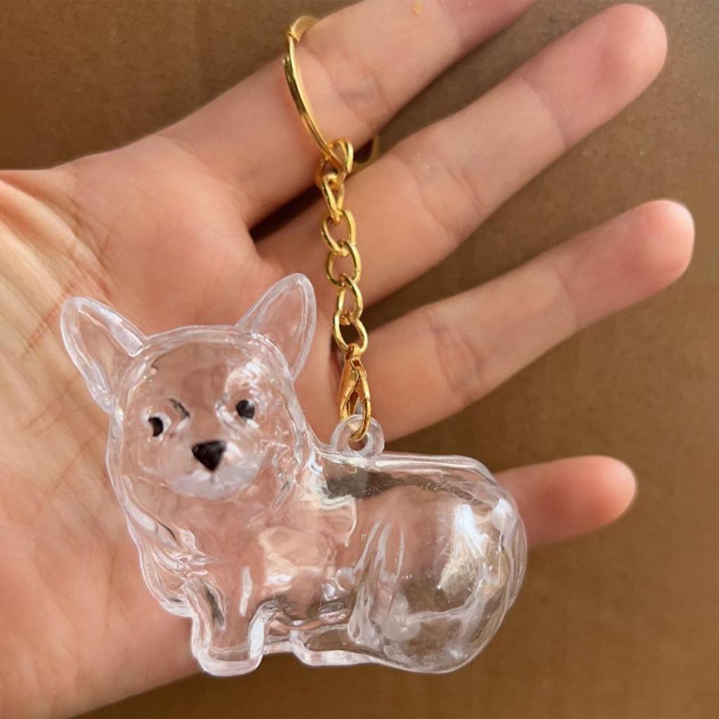 Corgi Hair Storage Pendant Cute Dog hair Keychain Couple Car Key Chains Jewelry Souvenir Collection Gift Decor Dog Accessories
