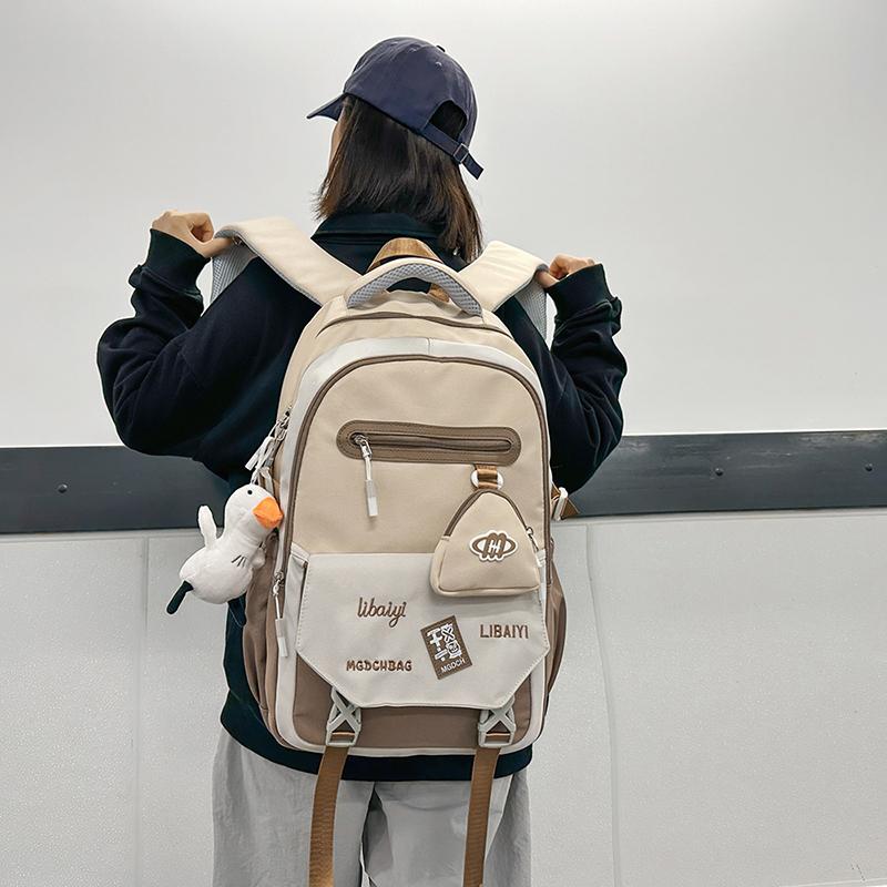 Школьный рюкзак для средней школы, женский, большой емкости, цветной мужской рюкзак для компьютера с кошельком для монет