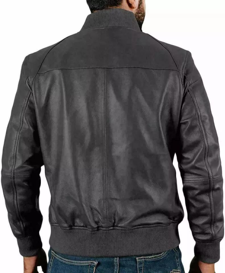 Stylish Genuine Lambskin Leather New Men Jacket Gray Handmade Lambskin Soft Real