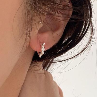 Серьги-кольца из серебра 925 пробы для женщин — новый стиль, уникальный дизайн узла, удобство для сна, мода высокого класса