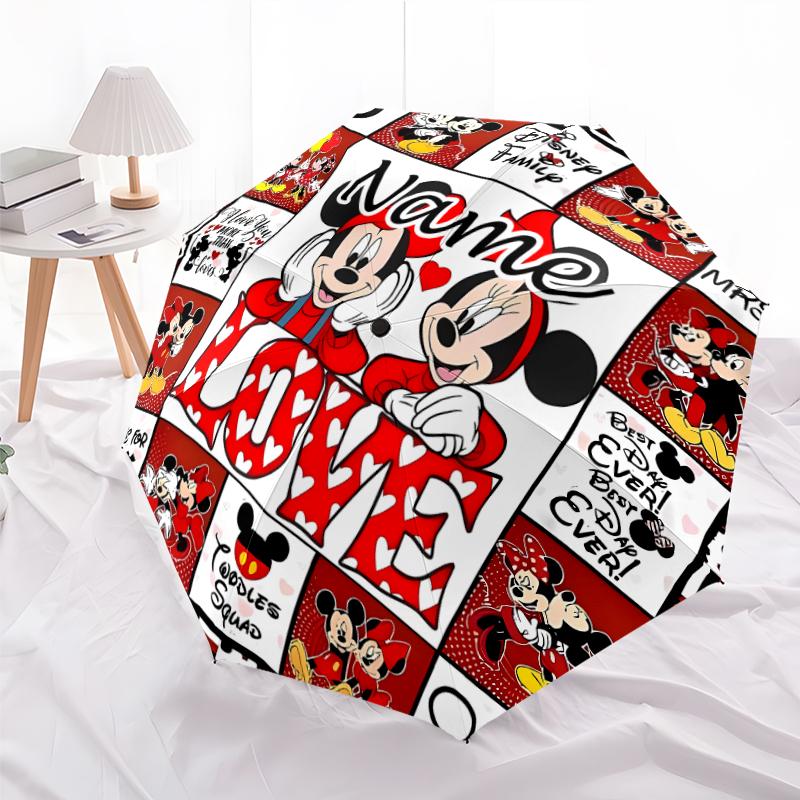 Personalized Name M-Mickey Print Umbrella - Automatic Open/Close, Eight-Rib Durable Frame, Automatic Folding Umbrella