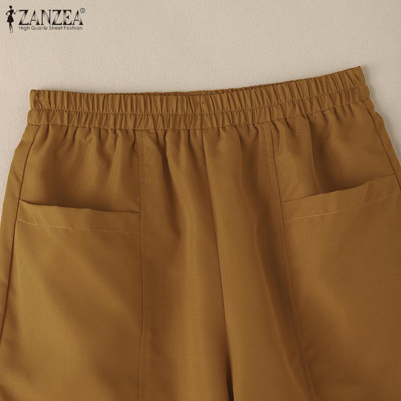 ZANZEA Женские повседневные свободные шорты с карманами и эластичной талией