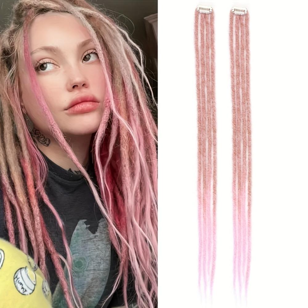 2Pcs 24 Inch Handmade Dreadlock Extensions Clip-in Hippie Dreads Hairpiece Suitable for All People