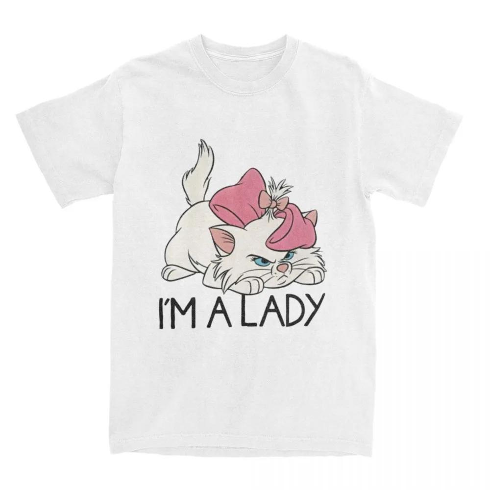 Футболки I'm A Lady Marie Aristocats с милыми котами для мужчин и женщин из чистого хлопка, универсальная футболка с круглым воротником и коротким рукавом, уникальные топы
