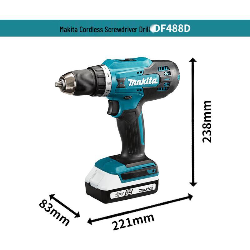 Makita DF488D 18V Cordless Driver Drill CN plug (adapter included)
