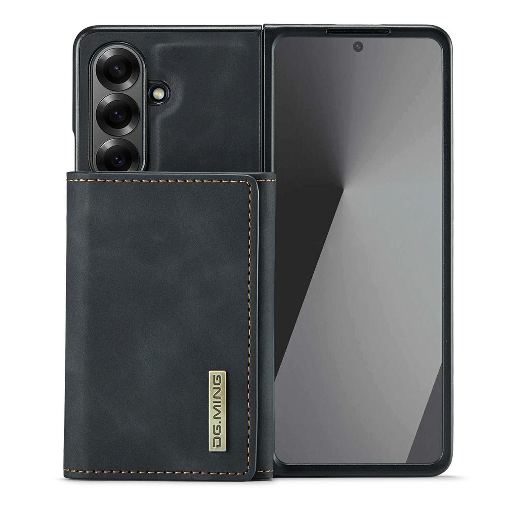 DG.MING M1 Series for Samsung Galaxy Z Fold7 5G Phone Case PU + TPU + PC Back Cover with Magnetic Tri-Fold Wallet Kickstand