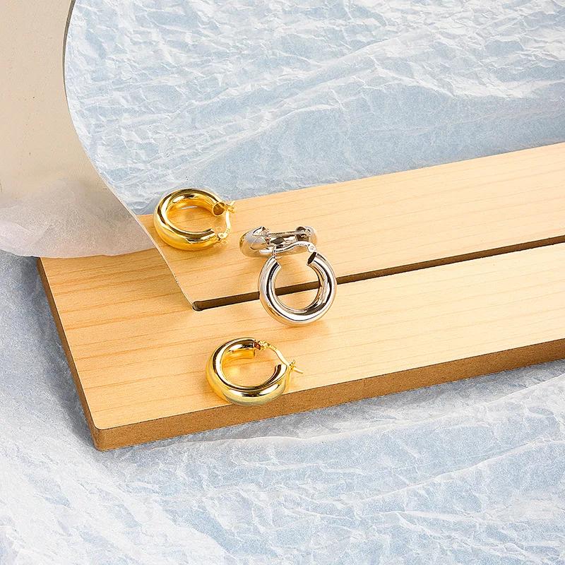 Посеребренные массивные серьги-кольца для женщин с геометрическим рисунком в стиле панк, украшения для ушей, подарки на вечеринку