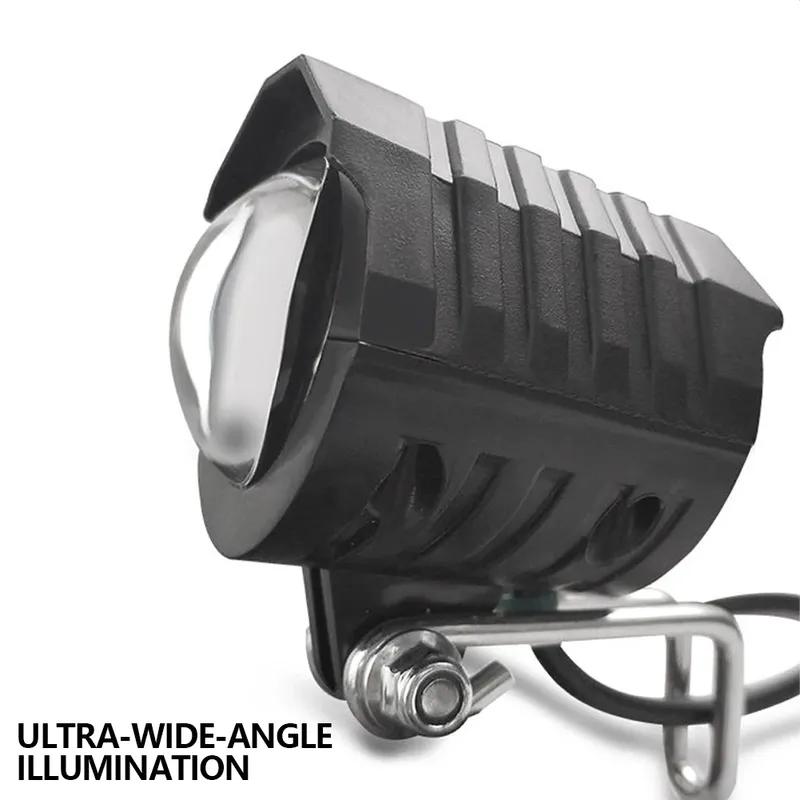 Electric Bike Waterproof Front Lamp Accessories 36V 48V 60V 80V E Bike LED Front Light Motorcycle LED Headlight with Horn