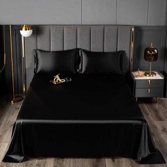Yousheng Glossy Satin Sheets Solid Color Bed Sheet with 2 Pillowcases Cooling Wrinkle-Free Silky Smooth Sheets for Most Bed Sizes