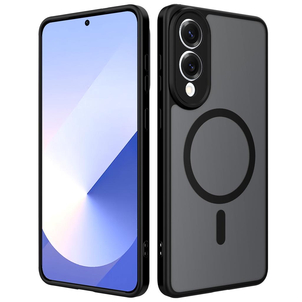 New Samsung S25 Edge Camera Fine Hole Two In One Mobile Phone Case Black Magnetic Semi Transparent Protective Case