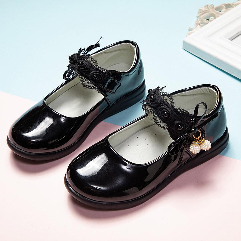 Обувь из кожи для девочек на вечеринку, свадьбу, детские школьные туфли на плоской подошве с цветочными цветами, детская принцесса, милая обувь для выступлений