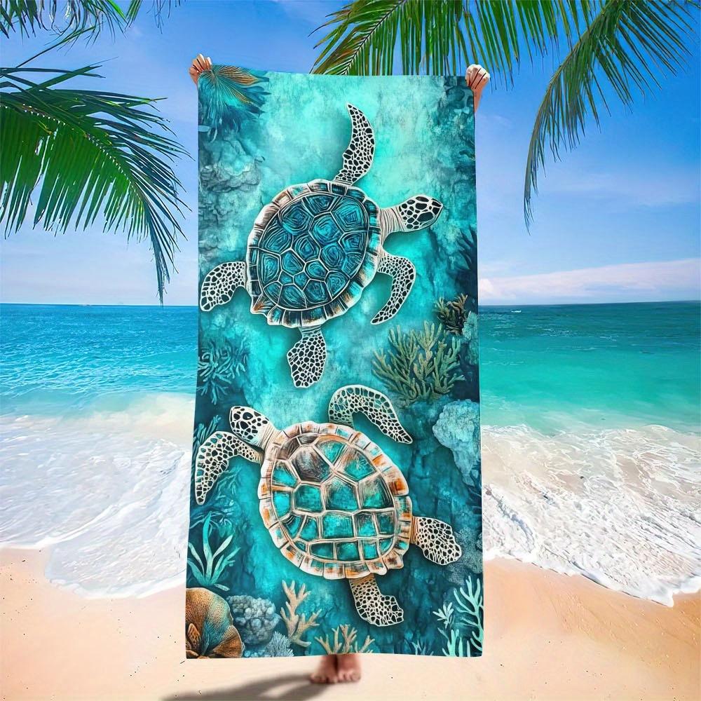 Tropical Turtle Beach Towel 3D Printed Underwater World Microfiber Bath Towel Soft Beach Mat for Pool Ocean Travel Summer