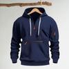 Осень-зима Мужская толстовка с капюшоном на молнии с декором, свободная эластичная манжета, шнурок, теплый пуловер средней длины, однотонный топ в стиле хип-хоп для занятий спортом, повседневной носки