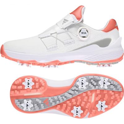 Кроссовки для гольфа Zed G 23 Boa Footwear Metallic cm M [Adidas Golf] женские, белые/коралловые, фьюжн/серебристые 23.0