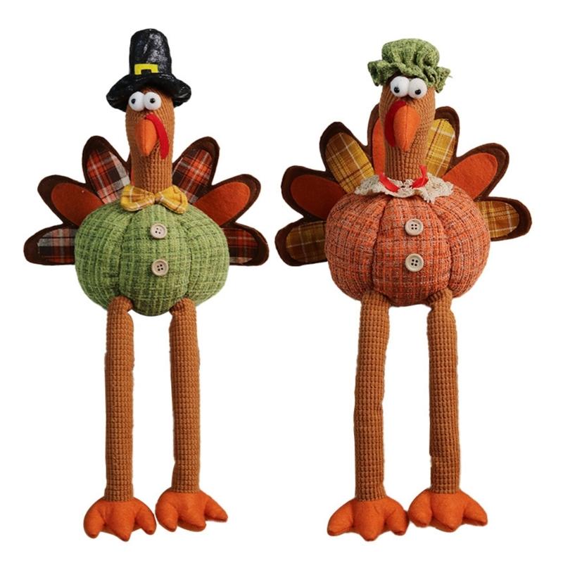 Turkey Gnome Doll Hanging Leg Turkey Doll for Thanksgiving Day Home Desk Shelf Decoration Harvest Festival Supply