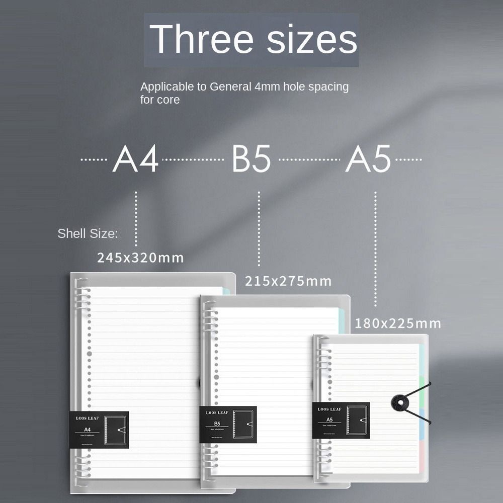 A5 B5 A4 Notebook Shell Transparent Note Book Binder Cover  for Office Stationery School Supplies