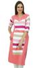Women'S Pink Cotton Summer Tunic With Blouse 3 4 Sleeves Ladies Kurta Kurti Indian
