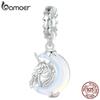 925 Sterling Silver Blue Moon Unicorn Charms Pendant for Women Bracelet Bangle DIY Jewelry