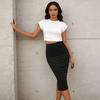 Midi Skirt Solid Color Back Slit Design High Waist Hip Wrapped Skirt Slimming Office Work Party Daily Wear Skirt
