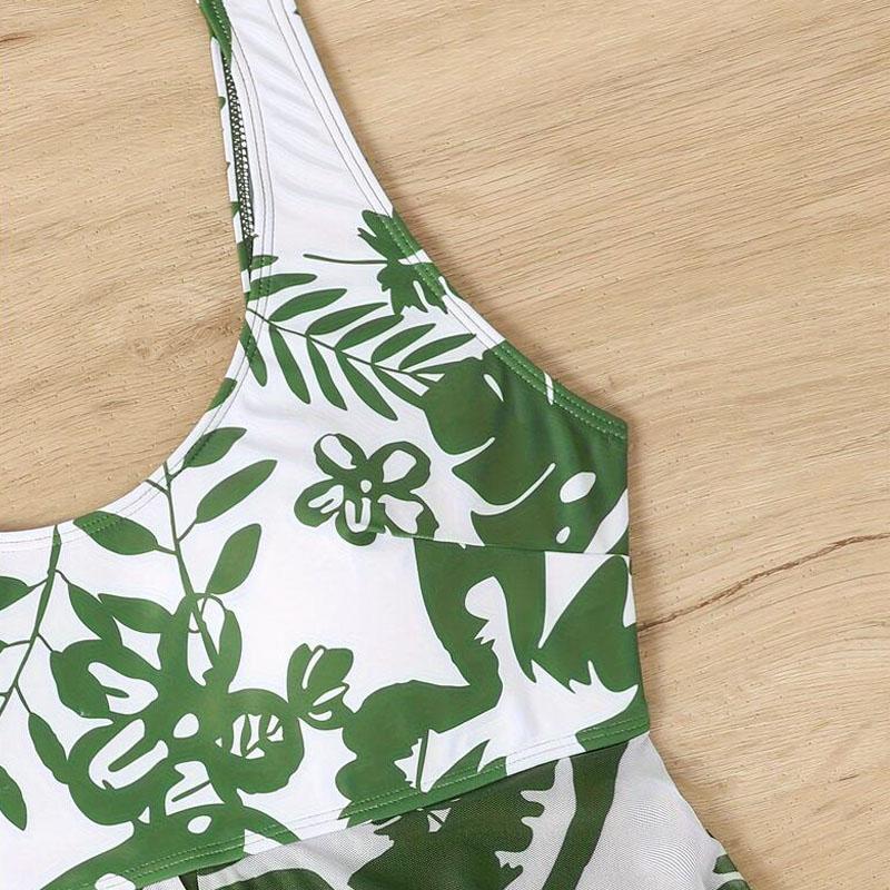 Сексуальный купальник с цветочным принтом больших размеров, женский купальник с эффектом пуш-ап, платье с разрезом, купальник, пляжная одежда