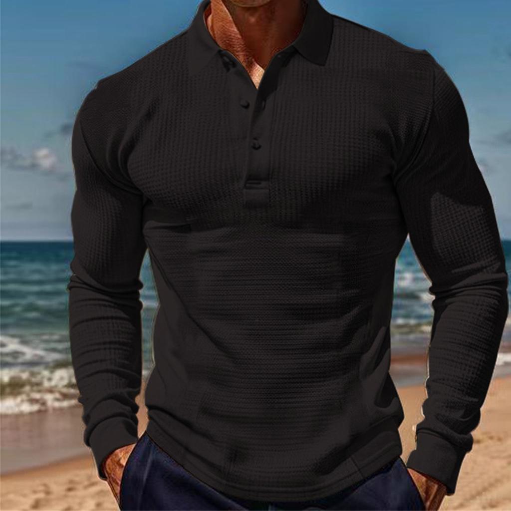 Мужская футболка W Affle Sports Casual Lapel Button Slim Long Sleeve Po Lo Shirt For Men