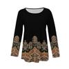 Женский повседневный модный свободный топ с круглым вырезом и цветочным принтом, с длинным рукавом