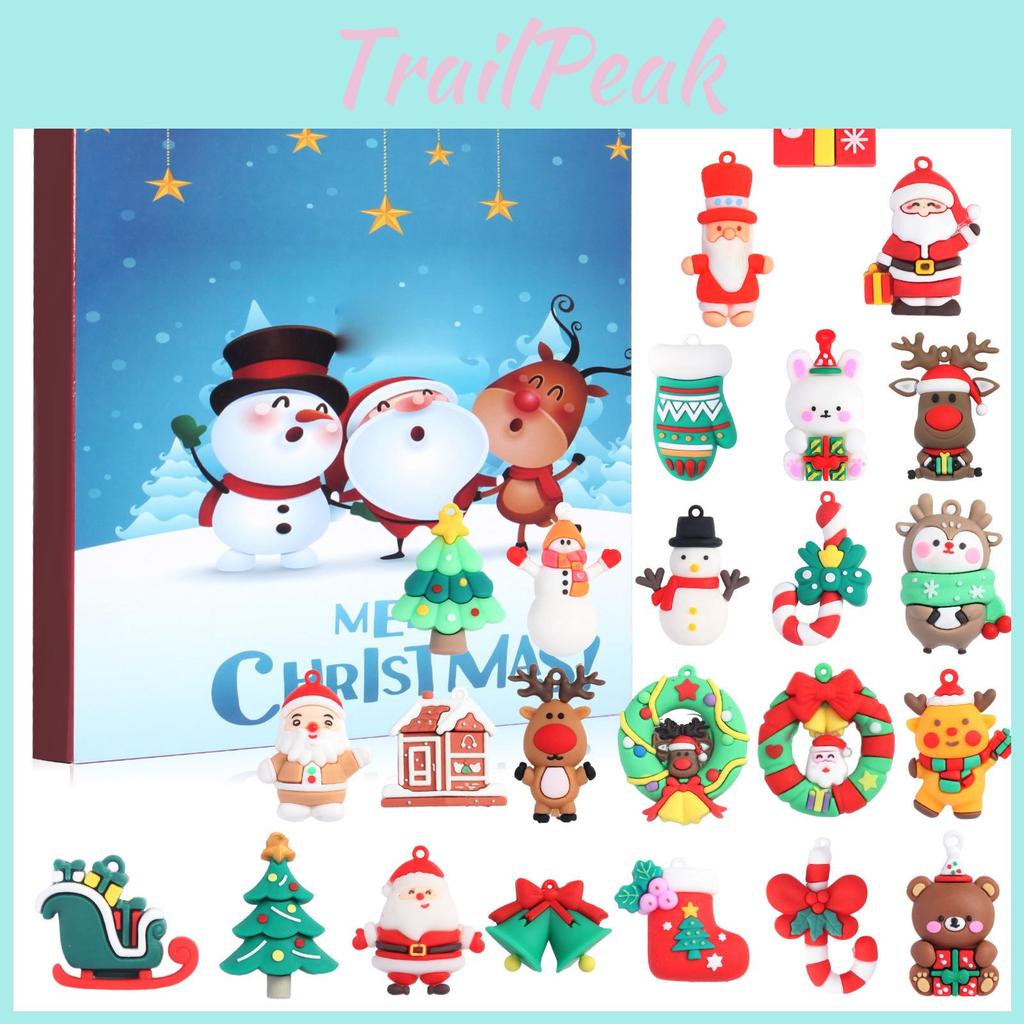 Календарь Адвента на Рождество от Санта-Клауса ПВХ 3D Знаковые Фигурки Для Праздничного Декора и Подарков