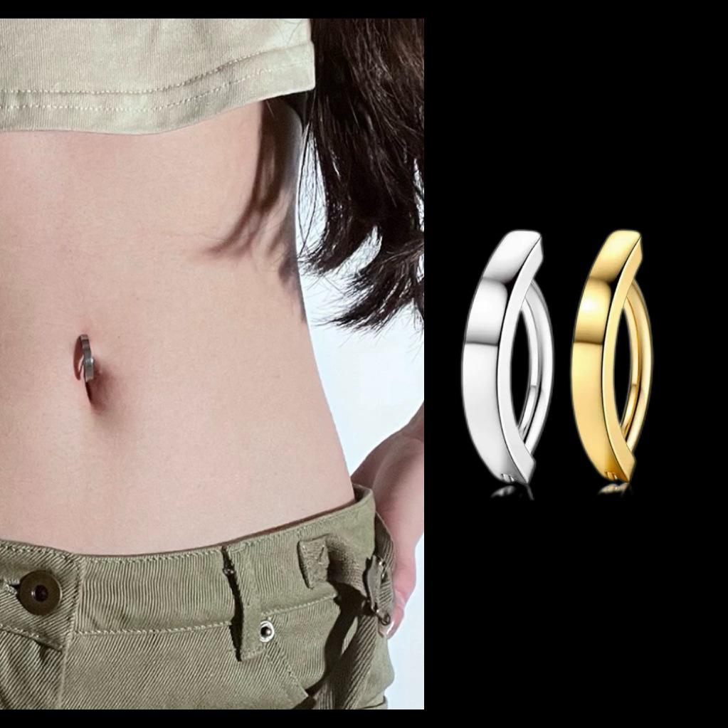 Dingpei Crescent Belly Button Ring - Simple Navel Piercing Jewelry