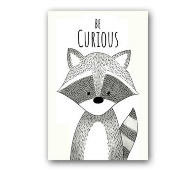 Милая мультяшная картинка с животным Будь храбрым Будь сильным Детская комната Детский сад Холст Живопись Настенное искусство Декор для детской комнаты